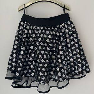 Miss grant girls size 34 (8/9) star sequin silver black tulle elastic mini skirt